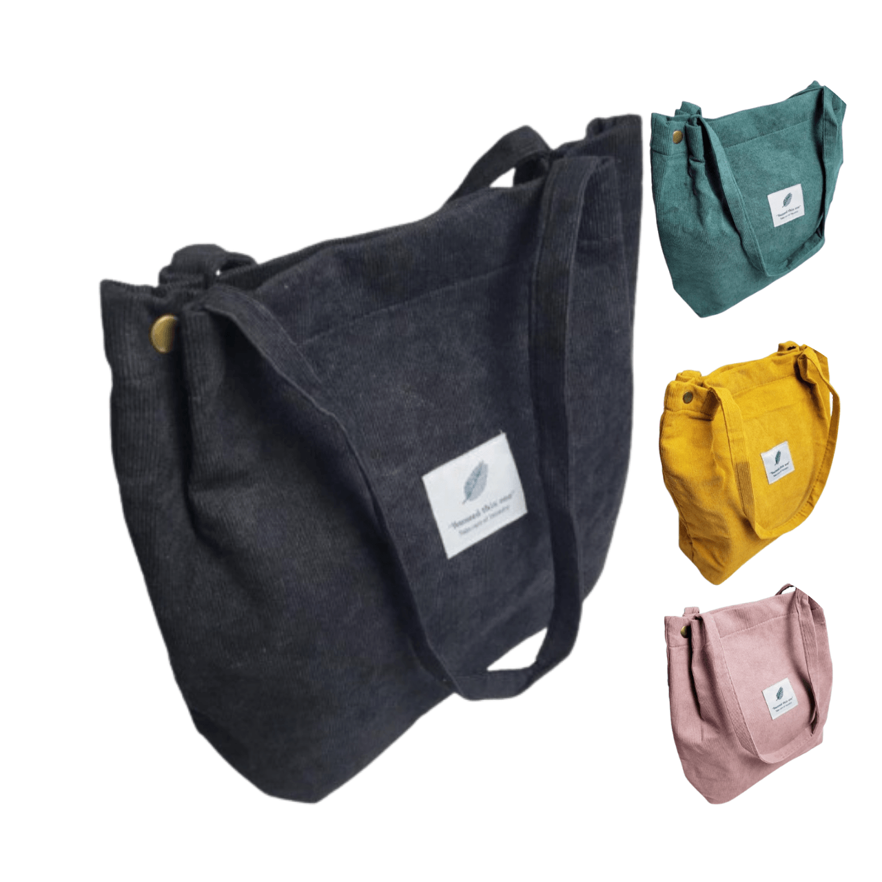 Bolsa Feminina Ombro Veludo Cotelê Folha Casual Passeio Ecobag Alça Transversal