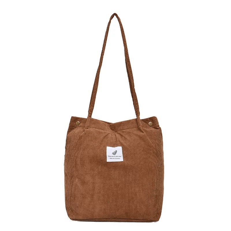 Bolsa Feminina Ombro Veludo Cotelê Folha Casual Passeio Ecobag Alça Transversal