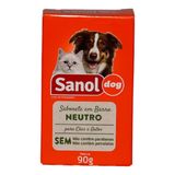 Sabonete Em Barra Cães E Gatos Sanol Dog 90g Neutro