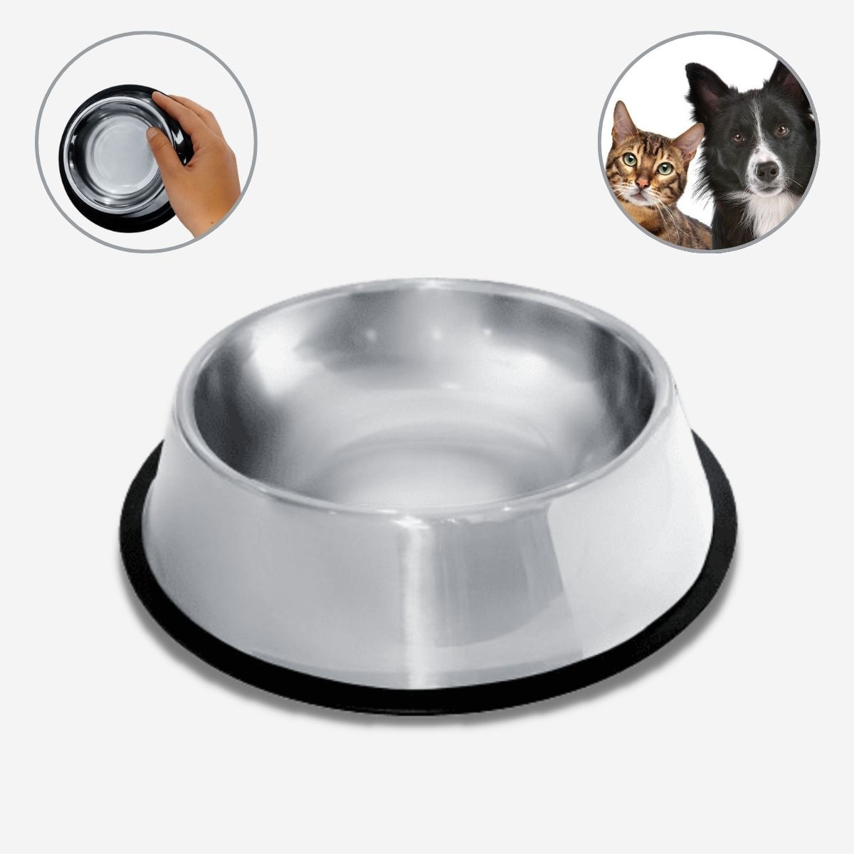 Comedouro Bebedouro Tigela Para Ração Água Inox Cães E Gatos Antiderrapante Cão Cachorro Pet Pote