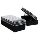 Cama Box Baú Solteiro: Colchão Anatômico Probel D28 / Ep Guarda Costas Prómiddle Plus Pillow Top + Base Crc Suede Black(88x188)