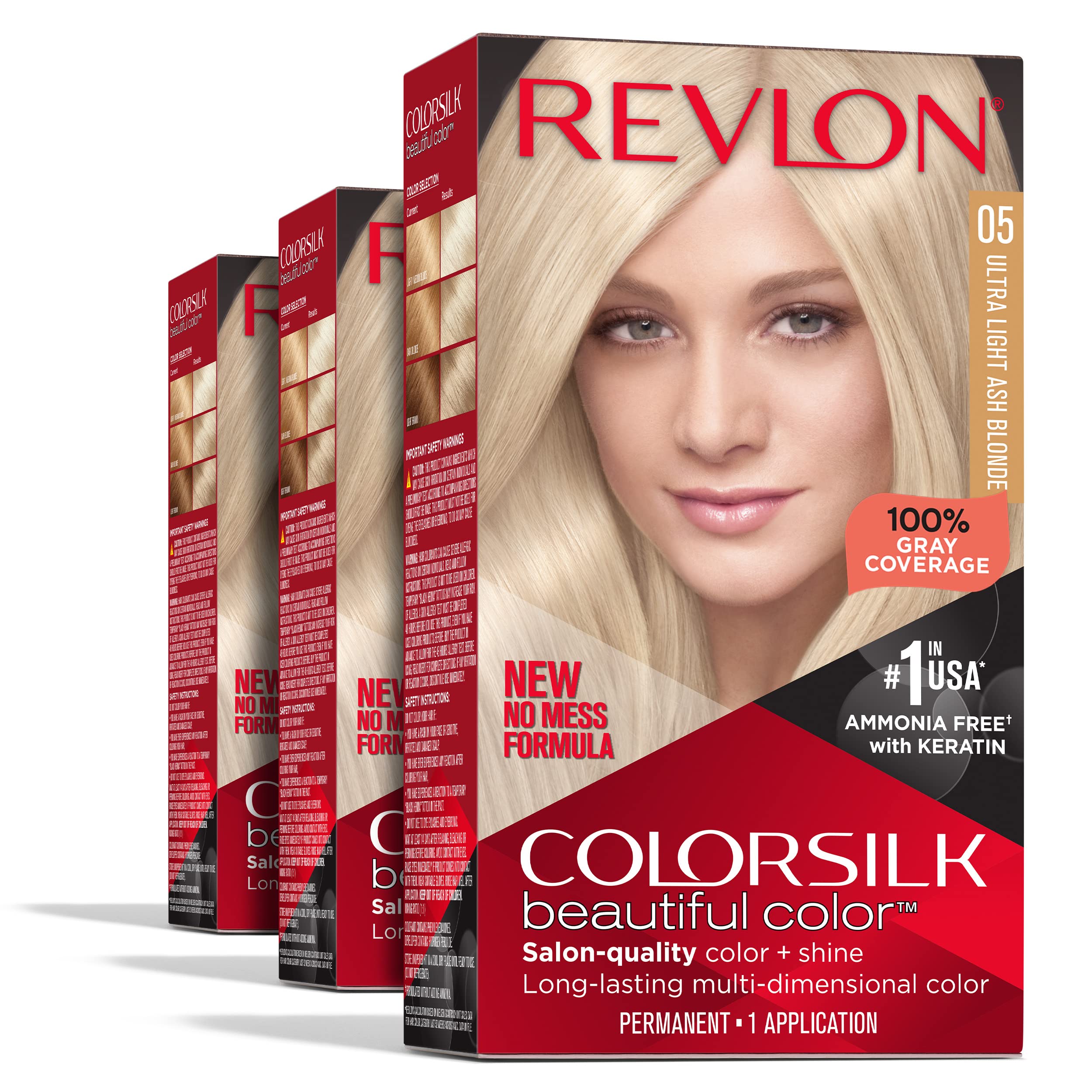 Tintura De Cabelo Revlon Colorsilk Permanent Blonde, Capa 100% Cinza