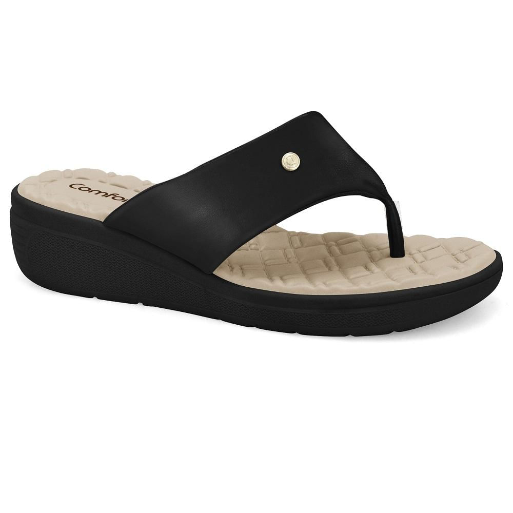 Chinelo Comfortflex Anabela Ref 2486301-3 Preto 036