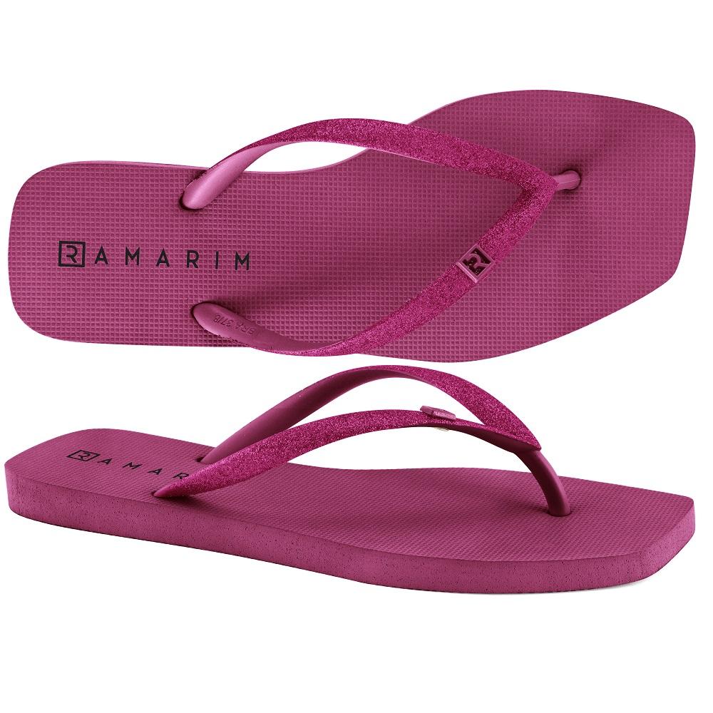 Chinelo Ramarim Bico Quadrado Glitte Ref 231233-5 Pink 37/38