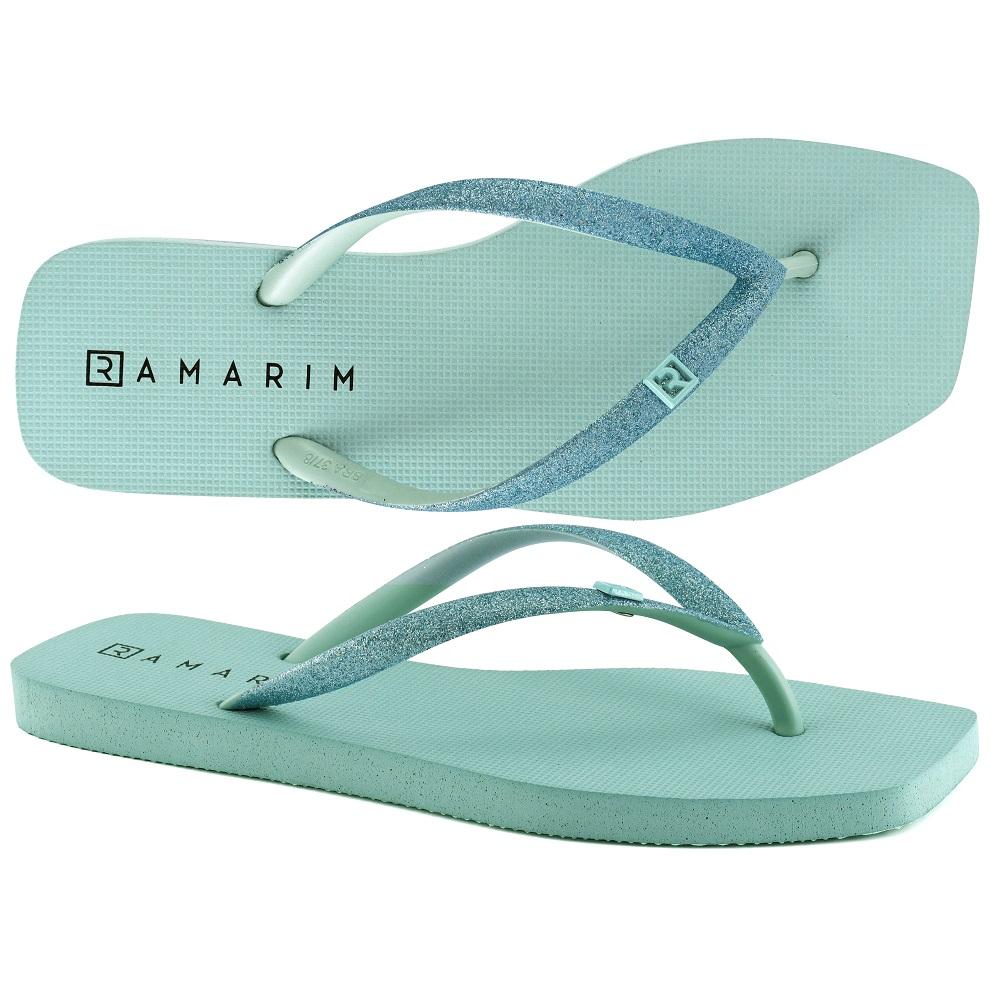 Chinelo Ramarim Bico Quadrado Glitte Ref 231233-1 Azul Aqua 37/38