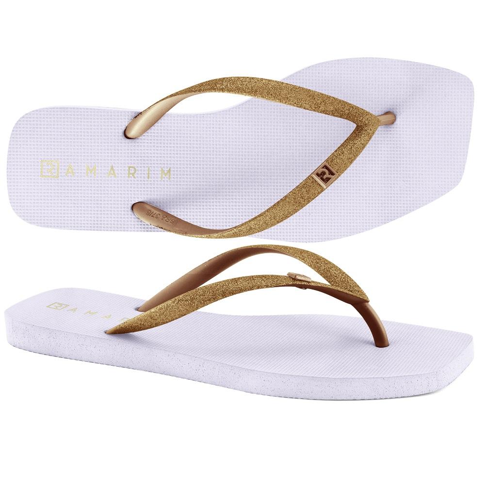 Chinelo Ramarim Bico Quadrado Glitte Ref 231233-18 Branco 39/40