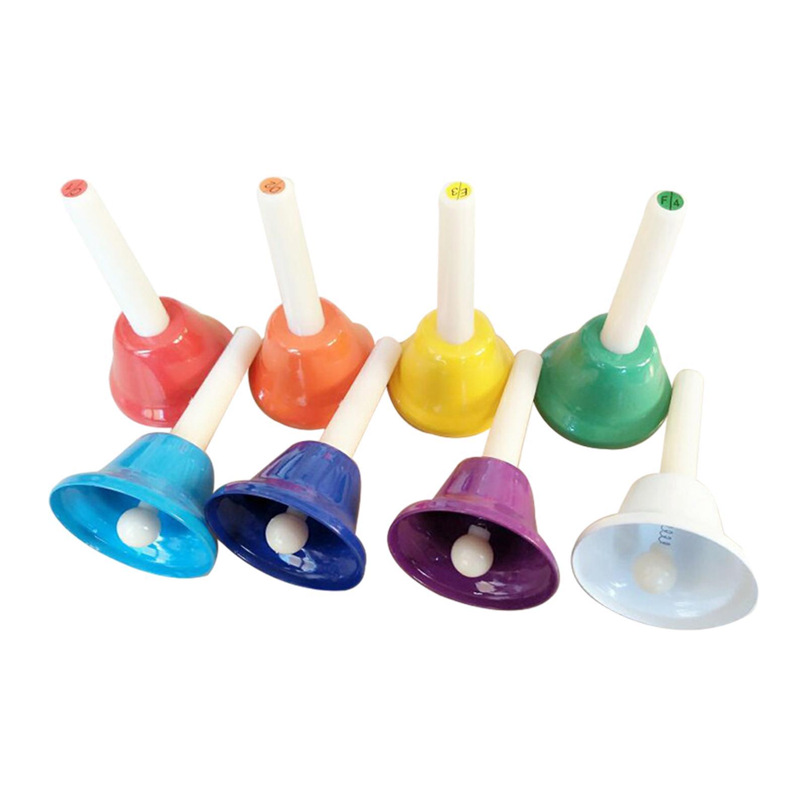 8x Hand Bells Colorful Handbells Instrumento Musical Para