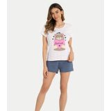 Pijama Feminino Gratitude Mensageira Da Paz Branco Gg