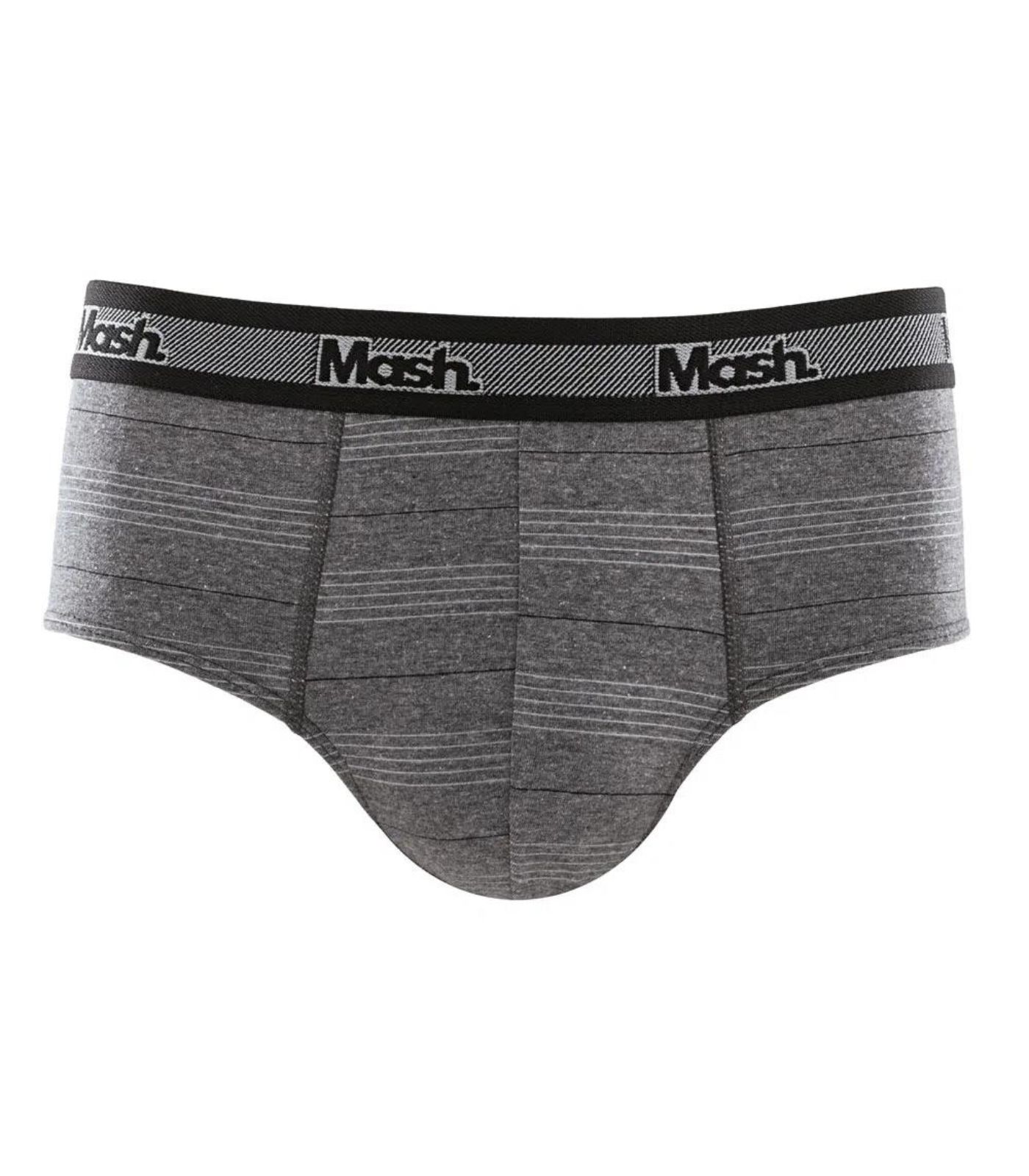 Cueca Masculina Slip Cotton Listrada Mash Cinza Gg