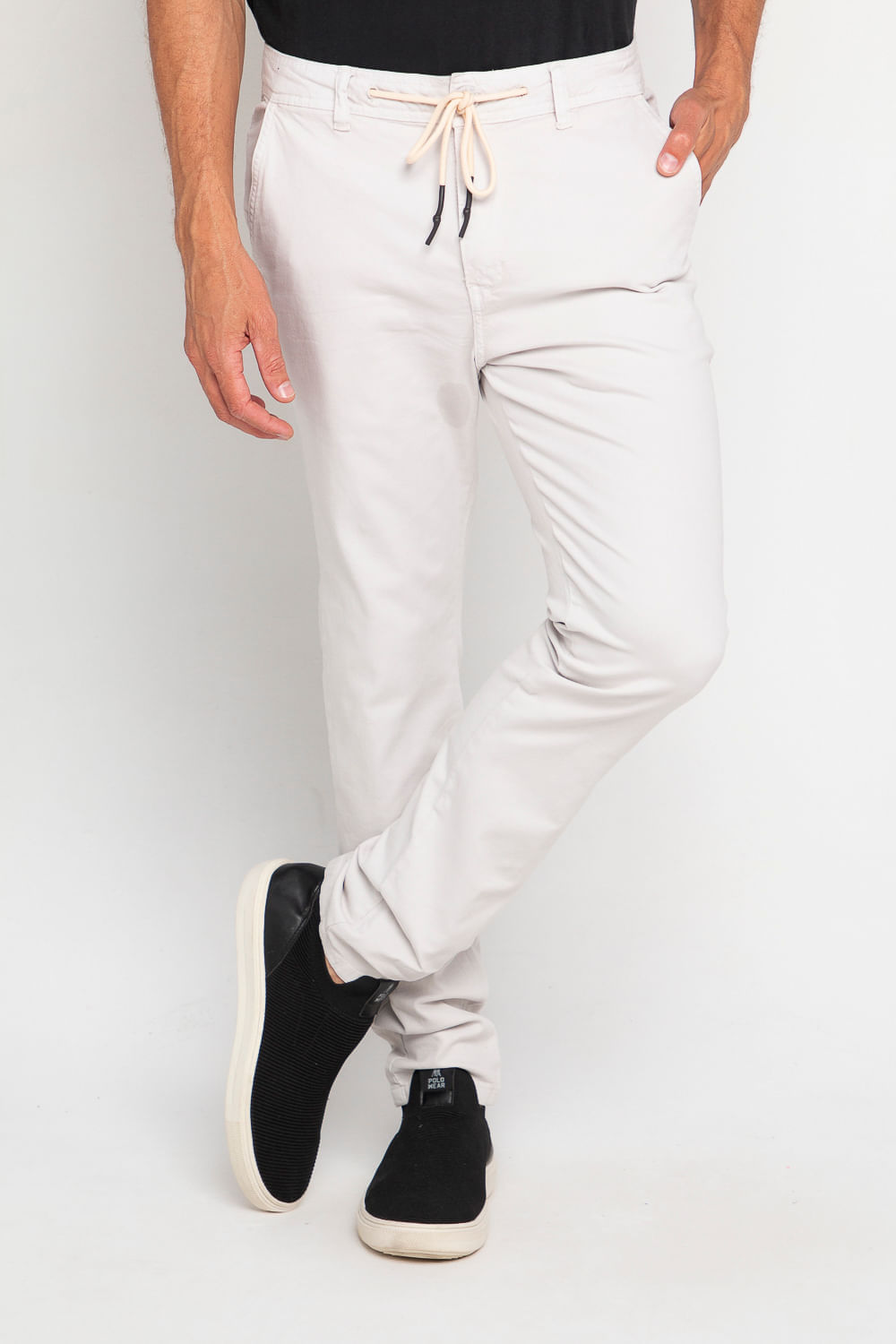 Calça Masculina Sarja Slim Senna Polo Wear Caqui Claro