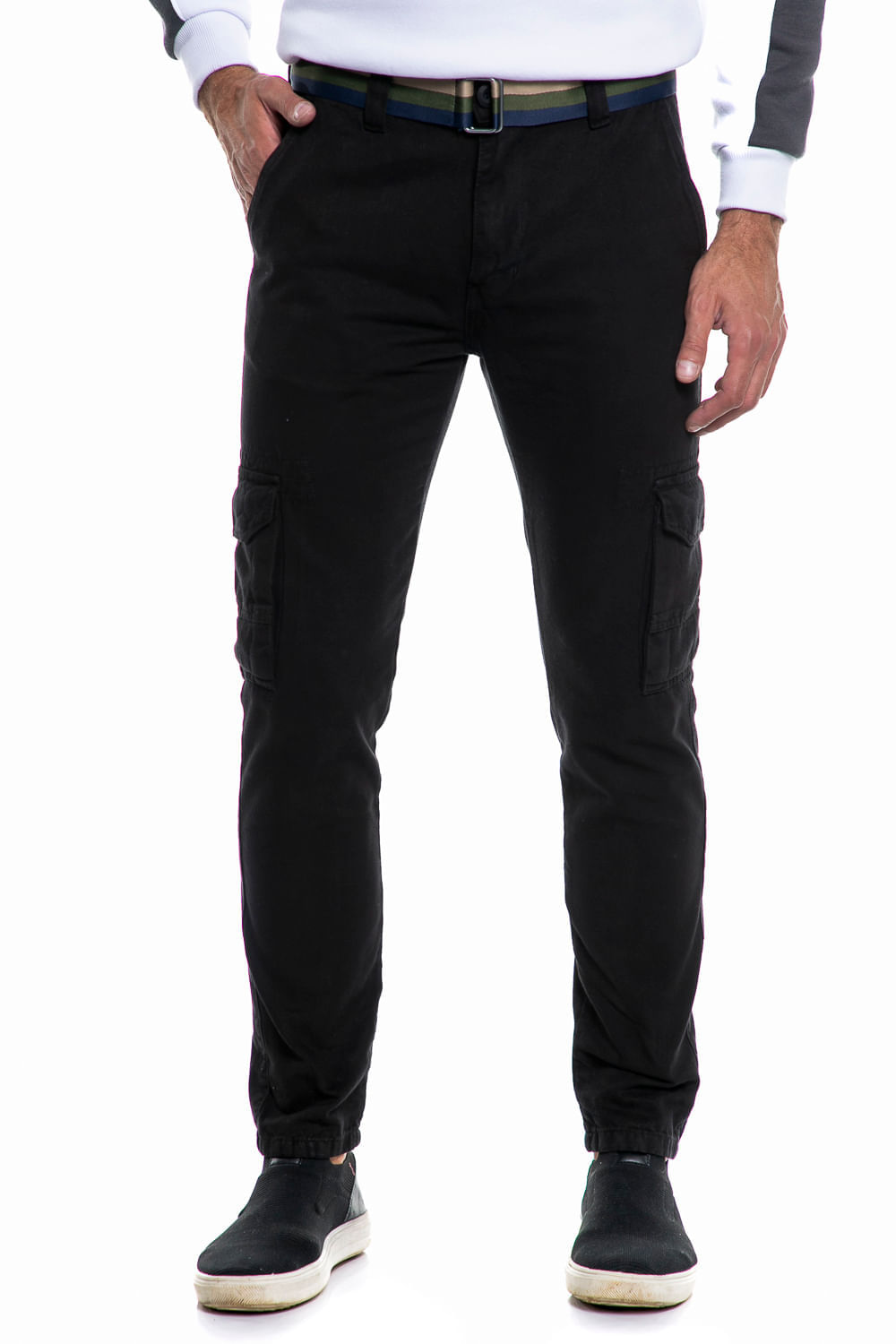 Calça Masculina Sarja Cargo Wonderlust Polo Wear Preto