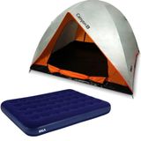 Barraca Camping Canyon Antifungo Até 6 Pessoas + Colchão De Casal Inflável Azul Kala