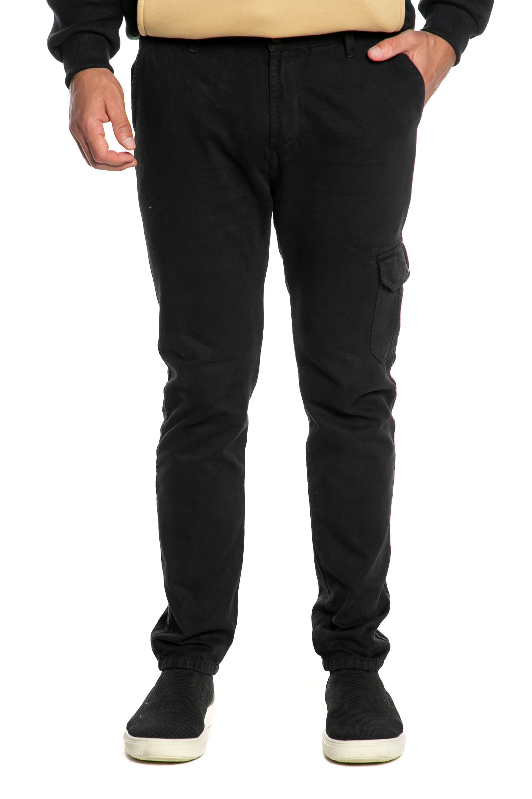 Calça Masculina Sarja Cargo Polo Wear Preto