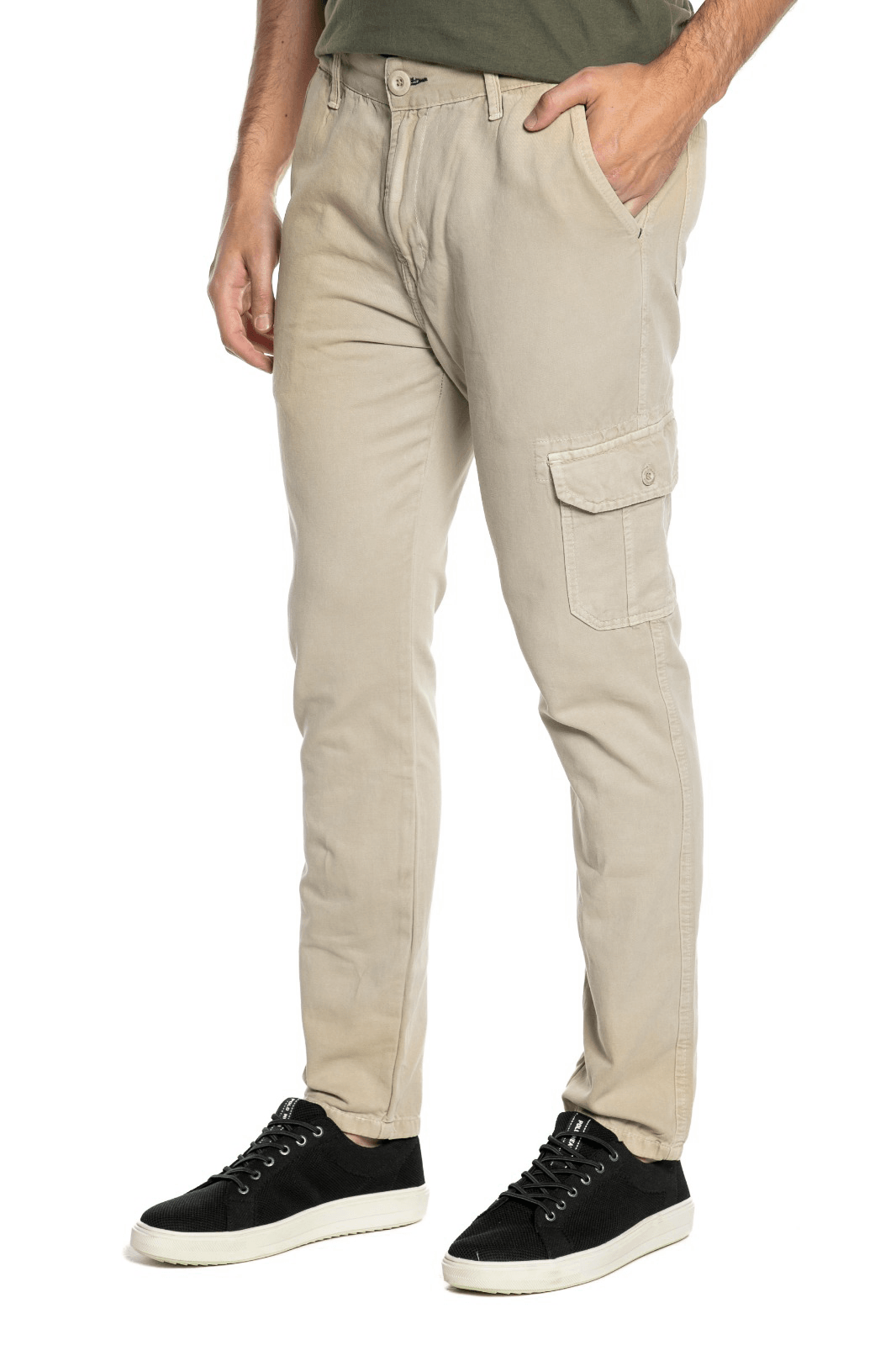 Calça Masculina Sarja Cargo Polo Wear Bege Escuro