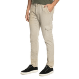 Calça Masculina Sarja Cargo Polo Wear Bege Escuro