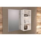 Armário De Banheiro C/espelho Suspenso Bn3609 60cm Cor Mármore Branco - Tecno Mobili