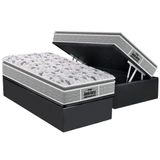 Cama Box Baú Solteiro: Colchão Anatômico Probel D45 / Ep Guarda Costas Próextreme Plus Pillow Top + Base Crc Suede Gray(88x188)