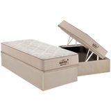 Cama Box Baú Solteiro: Colchão Anatômico Probel Ag65 Hr Gel Compact Force Extreme Double Face + Base Crc Suede Clean(88x188)