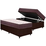 Cama Box Baú Solteiro: Colchão Anatômico Ortobom D28 / Ep Airtech 60 + Base Crc Courano Brown(88x188x18)