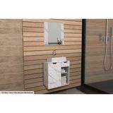 Conjunto De Banheiro Armário C/ Espelho Bn3610 E Balcão Suspenso Bn3605 S/ Cuba Pia 60cm Cor Mármore Branco - Tecno Mobili