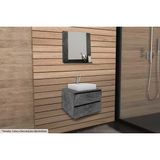 Conjunto De Banheiro Armário C/ Espelho Bn3610 E Balcão Suspenso Bn3607 S/ Cuba Pia 60cm Cor Mármore Lunar - Tecno Mobili