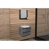 Conjunto De Banheiro Armário C/ Espelho Bn3610 E Balcão Suspenso Bn3607 C/ Cuba Pia Bn3600 60cm Cor Mármore Lunar - Tecno Mobili