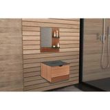 Conjunto De Banheiro Armário C/ Espelho Bn3614 E Balcão Suspenso Bn3613 S/ Cuba Pia 60cm Cor Amendoa/marmore Lunar - Tecno Mobili