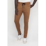 Calça Masculina Sarja Skinny Aplique Polo Wear Marrom Médio