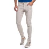 Calça Masculina Sarja Skinny Básica Polo Wear Bege Claro