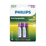 Pilhas Recarregaveis Aa 1000 Mah Philips Blister Com 2 Unidades R6b2rtu10/97