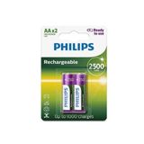 Pilhas Recarregaveis Aa 2500 Mah Philips Blister Com 2 Unidades R6b2rtu25/97