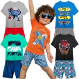 Kit 4 Conjuntos Infantil Menino 8 Peças Camisetas E Shorts - 4 - Sortido