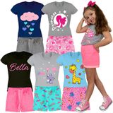 Kit 5 Conjuntos Infantil Menina 10 Peças Camisetas E Shorts - 10 - Sortido