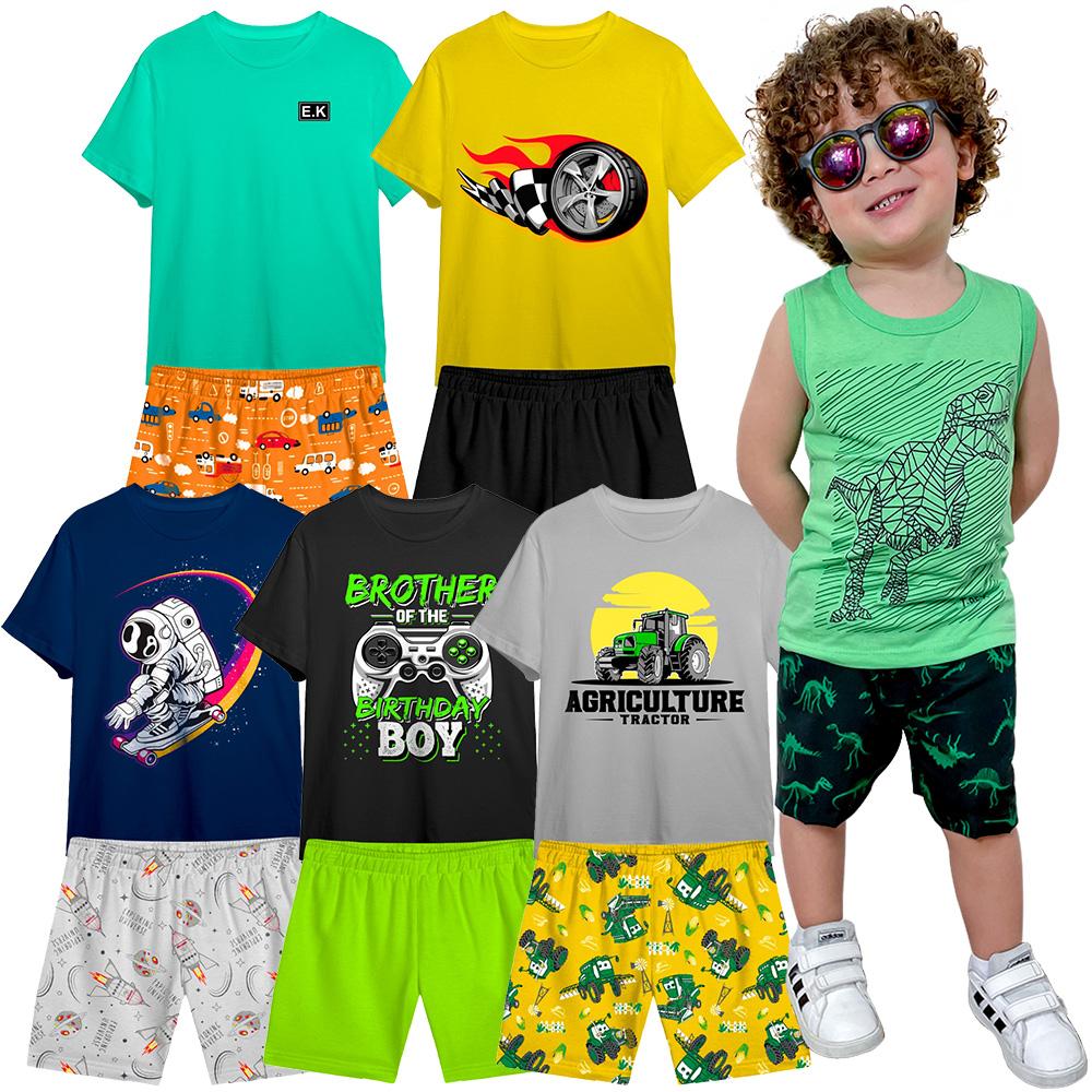 Kit 5 Conjuntos Infantil Menino 10 Peças Camisetas E Shorts - 2 - Sortido