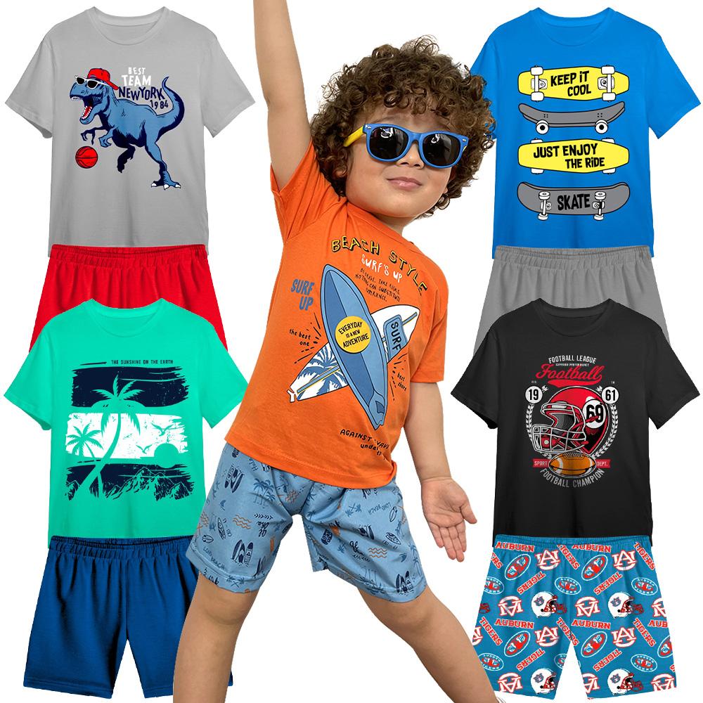 Kit 4 Conjuntos Infantil Menino 8 Peças Camisetas E Shorts - 1 - Sortido