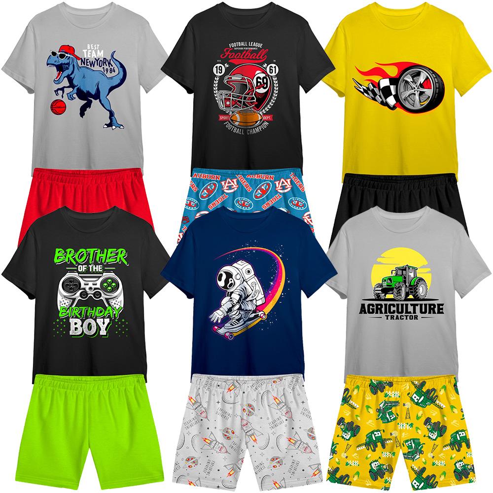 Kit 6 Conjuntos Infantil Menino 12 Peças Camisetas E Shorts - 14 - Sortido