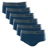 Kit 6 Cuecas Slip Mash Microfibra Sem Costura - Azul Diesel - M