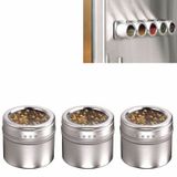 Porta Condimentos e Temperos 6 Potes Magnéticos Em Aço Inox e 1