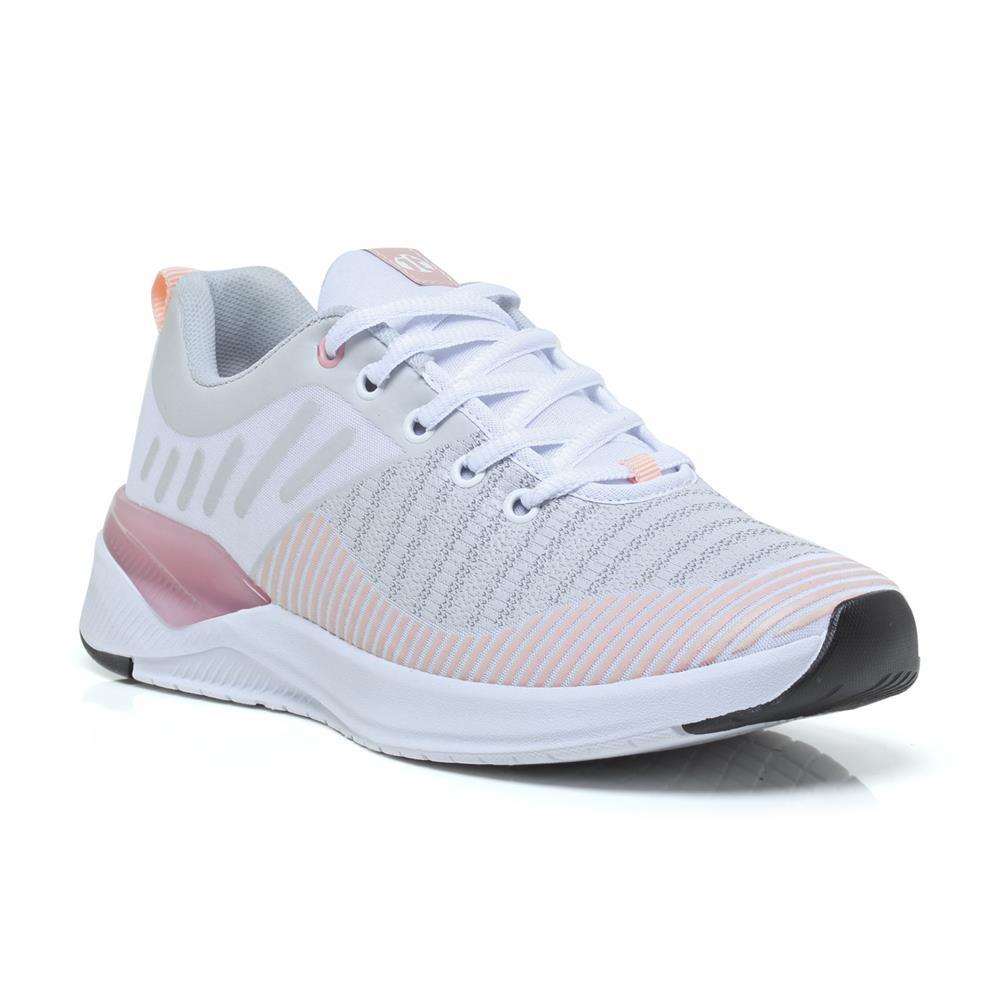 Tênis Esportivo Feminino Amortecedor Gel Academia Caminhada Branco/nude 37