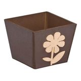 Cachepô Cone de MDF com Flor Pequena