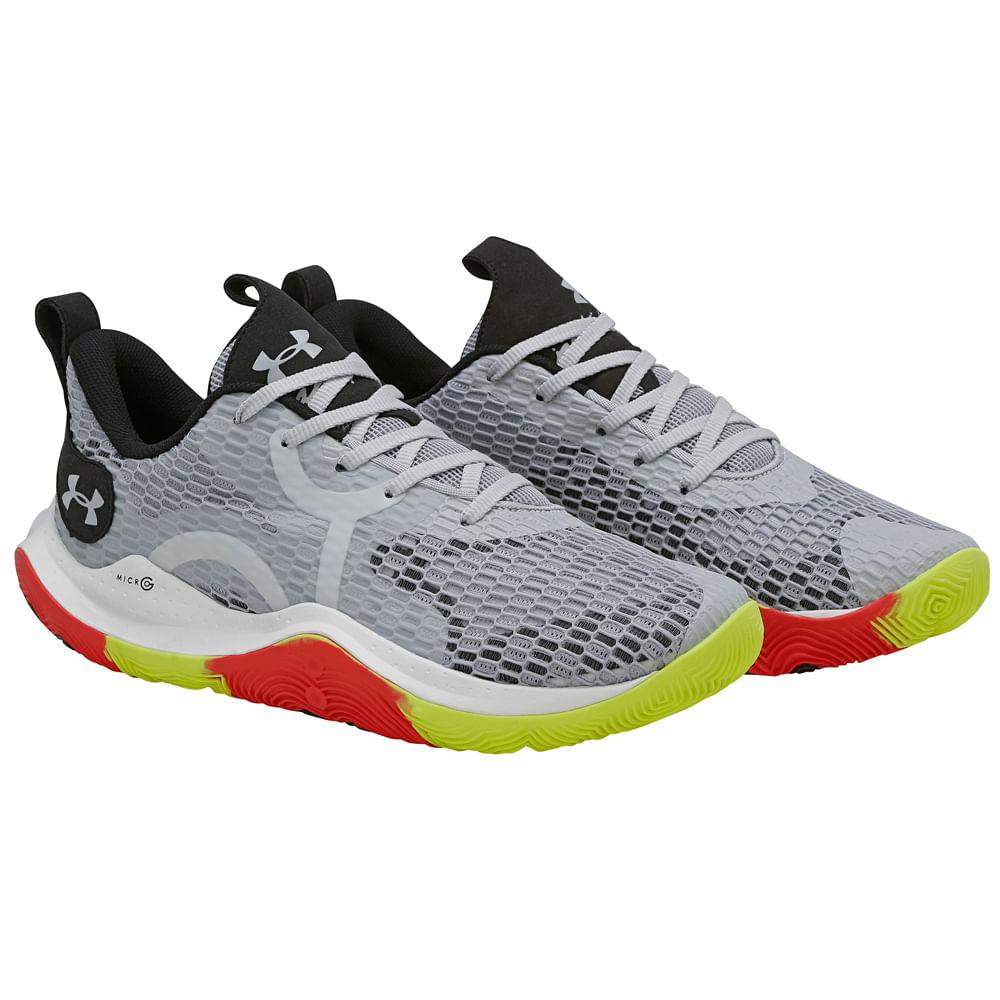 Tênis Bask Under Armour Masculino Spawn 3 3025911-100 Cinza/amarelo/vermelho 48