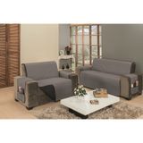 Capa Para Sofa 2 e 3 Lugares Impermeável King Cinza Preto