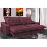 Sofa Retrátil E Reclinável 2,72m Com Molas Ensacadas Cama Inbox Soft Tecido Suede Vinho