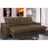 Sofa Retrátil E Reclinável 2,12m Com Molas Ensacadas Cama Inbox Soft Tecido Suede Café