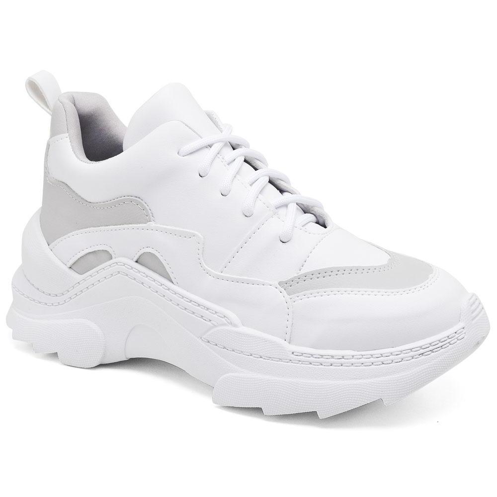 Tênis Chunky Feminino Plataforma Dia A Dia Conforto Estilo Branco+cinza 38