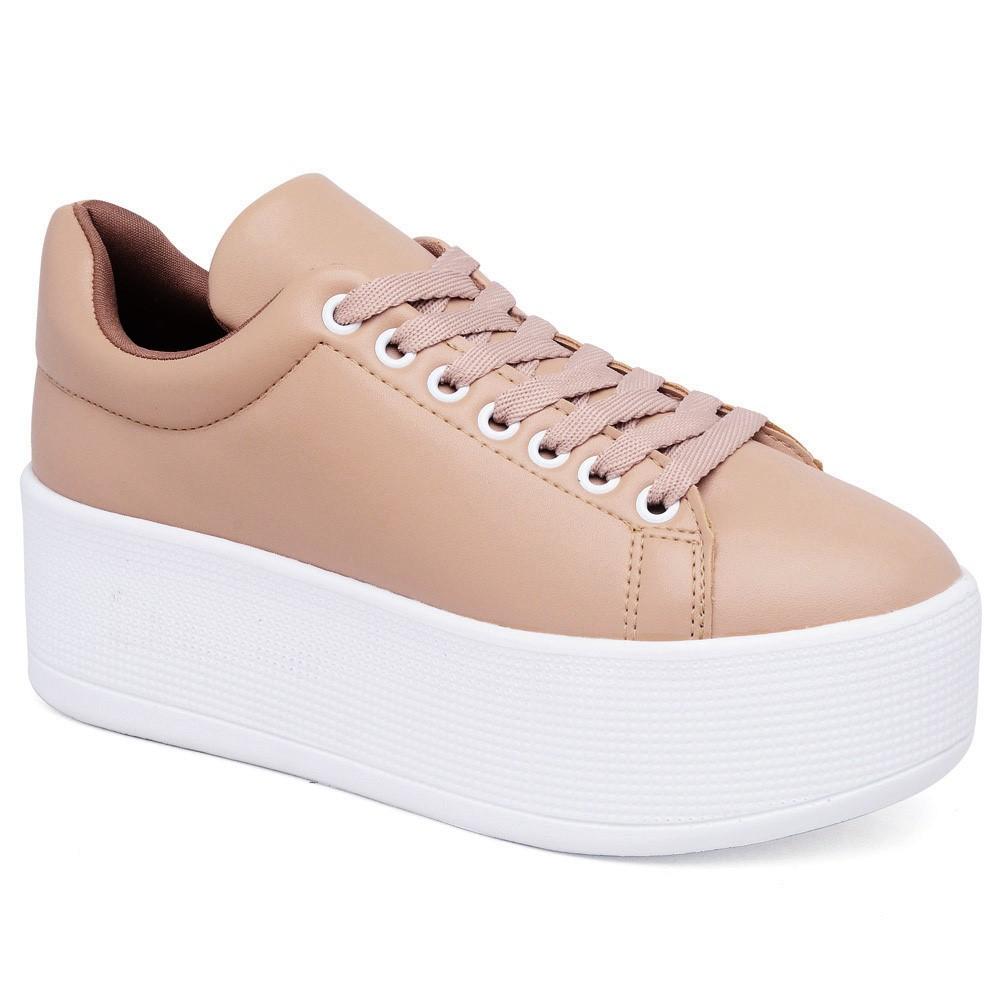 Tênis Casual Tenehi Feminino Antiderrapante Liso Plataforma Nude 37