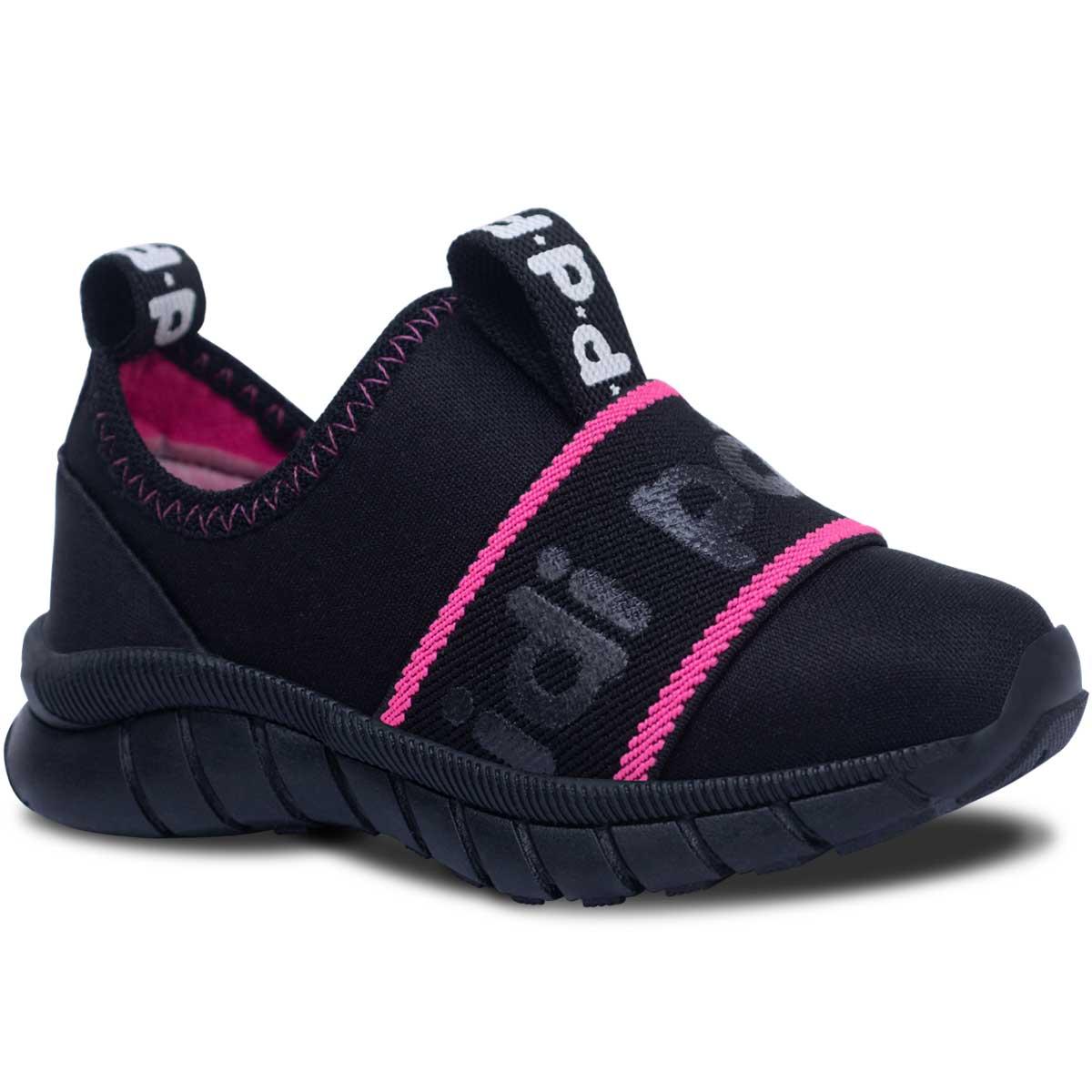 Tenis Casual Infantil Menino Menina Moda Calce Fácil 11.59 Cor:preto-pink,tamanho:26