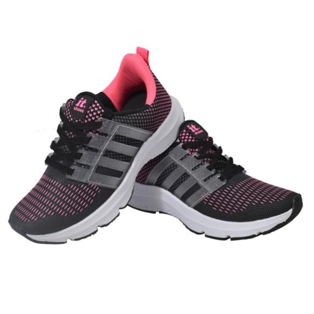 Tênis Feminino Esportivo Caminhada Academia Corrida Musculação - Preto/rosa - 39