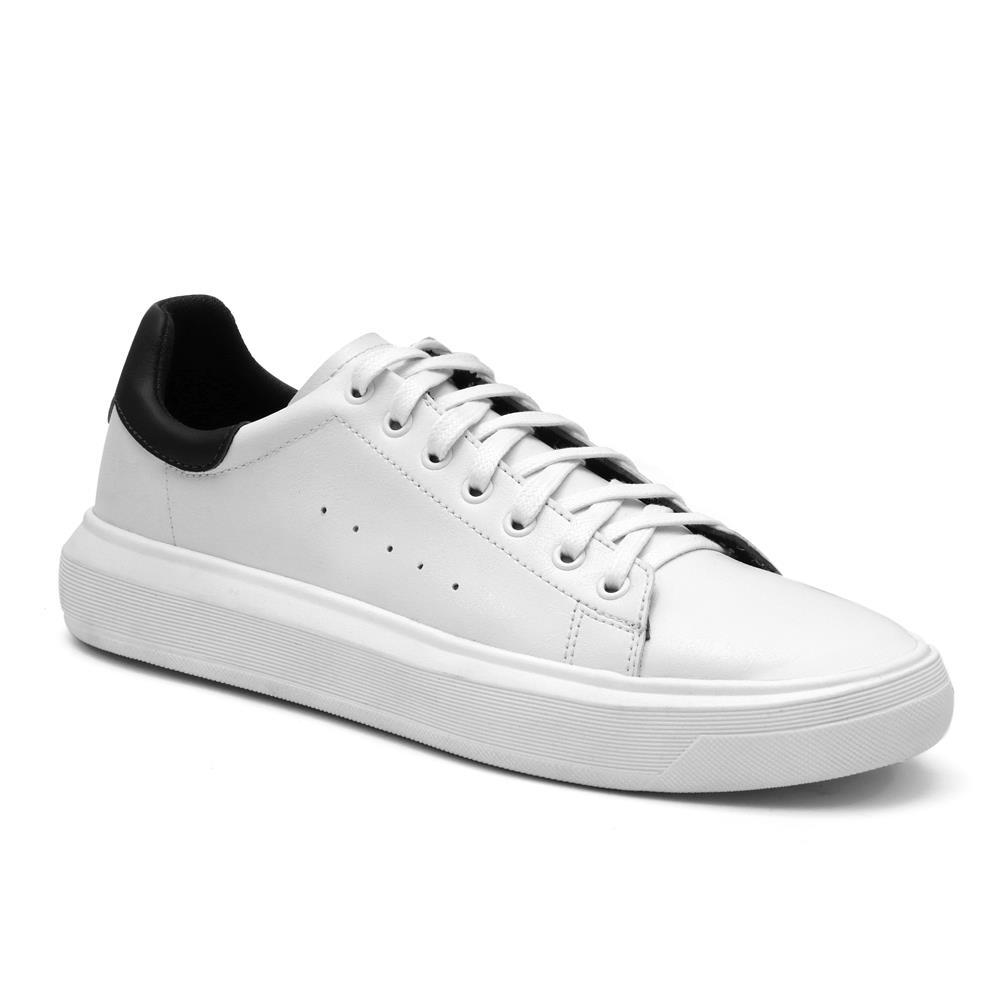 Tênis Casual Masculino Sola Reta Cadarço Liso Conforto Macio Branco 43