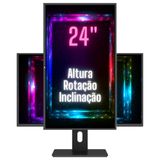 Monitor 24" LED Ergonômico Ajuste de Altura, Rotação Horizontal, Inclinação, Widescreen, 2ms, 75Hz, Full HD, HDMI, 3Green Pro 243GT